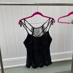 Free People Black Velvet Floral Sheer Top